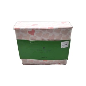 Kate Spade King Sheet Set (4pc) - Pink Hearts Design 100% Cotton Percale (F3-B4) - Picture 1 of 4