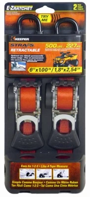 3 Pack - Retractable Ratchet Tie-Down, 1 In. x 6 Ft., 2-Pk. - 05561 - Image 1 of 1