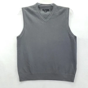 Structure Sweater Vest Mens Large Gray V Neck Textured Knit Pullover Sleeveless - Picture 1 of 8