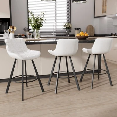 26 Inch Counter Height Bar Stools Set of 3 Kitchen Bar Chair with Low Back - Image 1 of 4