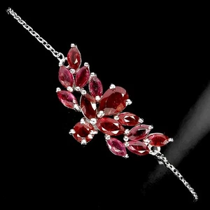 925 Sterling Silver Bracelet Pear Ruby 7x5mm Natural Gemstone Jewelry 6.5inches - Picture 1 of 14