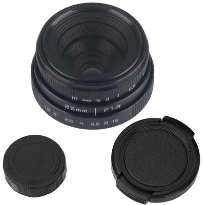 (Black)25mm F1.8 Mini CCTV C Mount Wide Angle Lens For Mirrorless Camera - Image 1 of 4