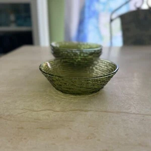 Vintage MCM Anchor Hocking Soreno Avocado Grün Müslischalen 6" 4er Set Textur - Bild 1 von 6