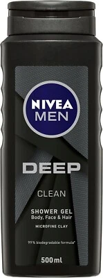 NIVEA MEN DEEP Clean 3 in 1 Shower Gel & Body Wash Formulated with Microfine-Au - image 1 of 4