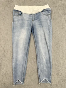 Maternity Jean Women L Blue Denim Skinny Distress Momcore Basic Casual Everyday - Picture 1 of 18