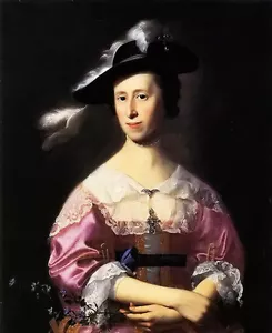 Oil painting john singleton copley - mrs. samuel quincy (hannah hill) & flowers - Picture 1 of 1