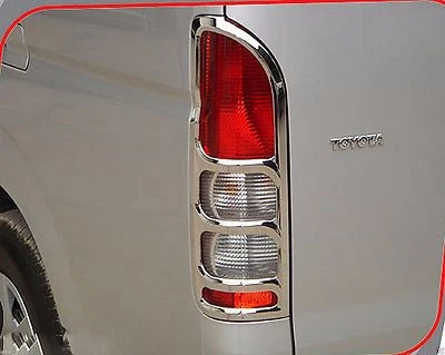 PAIR REAR LAMP TAIL LIGHTS CHROME COVER FOR TOYOTA HIACE COMMUTER 2005-ON - Image 1 of 4