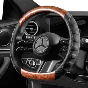 Universal Steering Wheel Cover Peach Wood Grain Round O/D-type Handle Cover 38CM - Foto 1 di 14