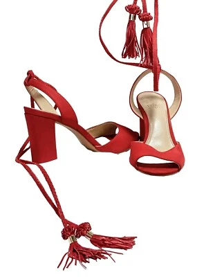 Vintage Vince Camuto Red Soft Leather Heels Shoes Wrap Around Strap Womens Sz 8M - Image 1 of 4