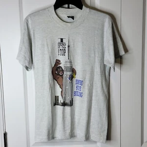Vtg 80s 90s Tee Adult Sz M Empire State King Kong Gray Single Stitch Sleeve USA - Picture 1 of 9