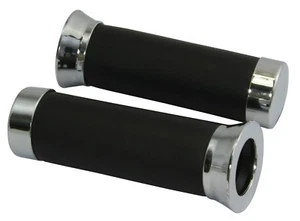 PAIR OF RETRO STYLE SCOOTER FOAM GRIPS CHROME ENDS LAMBRETTA VESPA GRIPS - Picture 1 of 1
