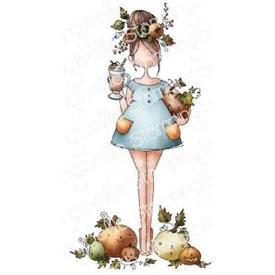 CURVY GIRL PUMPKIN SPICE-Stamping Bella Cling Rubber Stamp-Craft-Autumn/Fall - Image 1 of 4