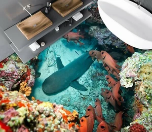 3D Ocean Fish 39RAIN52 Floor WallPaper Murals Wall Print Decal AJ Honey - Picture 1 of 6