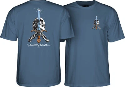 Powell Peralta SKULL AND SWORD Skateboard T Shirt INDIGO BLUE - Image 1 of 3