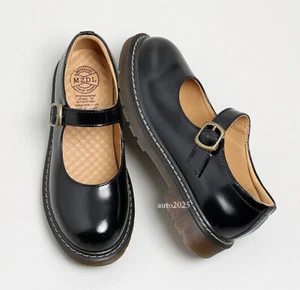 Faux Leather Shoes Breathable Round Toe Soft Flat Oxfords Buckle Mary Jane Shoes - Picture 1 of 27