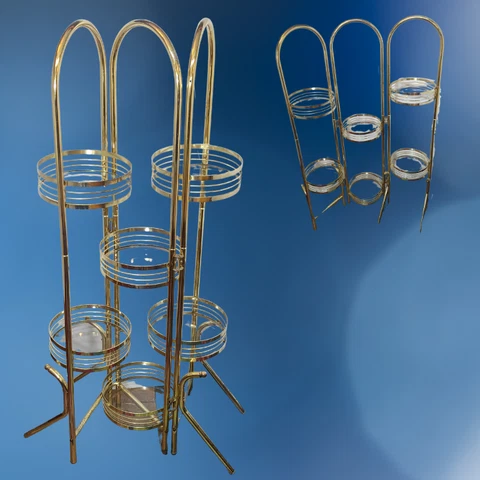 Vtg Brass 6 Tier 10" Glass Plant Stand Table Metal Hollywood Regency mid century Cover