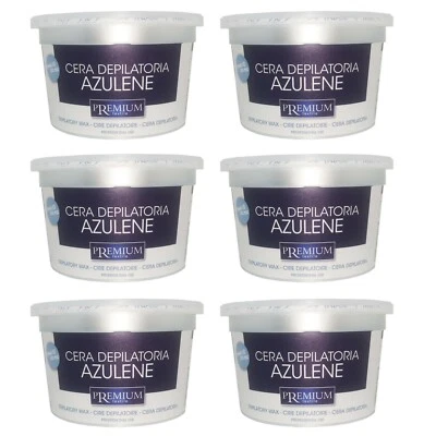 6pz PREMIUM Cera Depilatoria AZULENE Liposolubile in Microonde scaldacera 350ml - Immagine 1 di 2