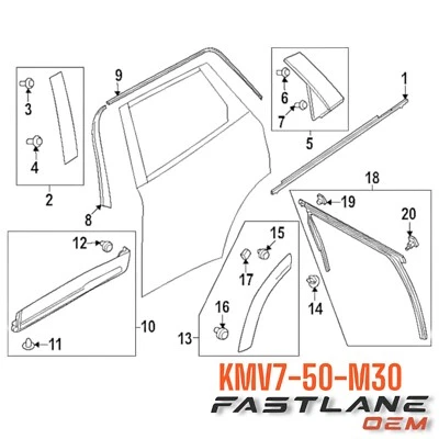2024-2025 MAZDA CX-90 ЗАДНЯЯ ПРАВАЯ ДВЕРЬ ГАРНИР НОВЫЙ OEM KMV7-50-M30 - Изображение 1 из 4