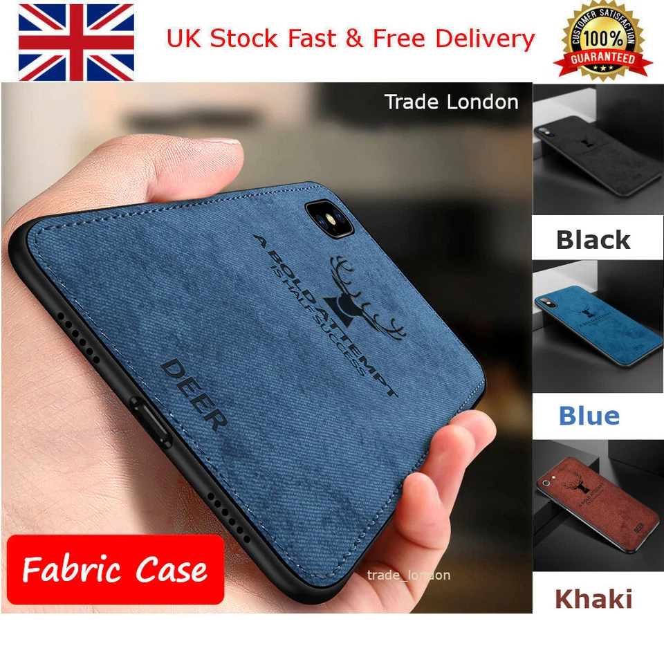 For iPhone 6 7 8 Plus X Soft Cloth Fabric Ultra thin Phone Case Cover 6s 7s UK  - Image 1 of 4