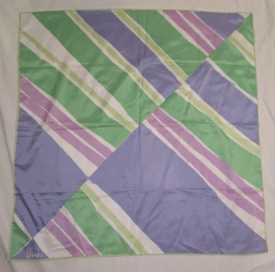 Vera Neumann - Bufanda transparente vintage - Tonos de rayas verdes, azules y moradas 25x25 Foto 1 de 4