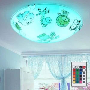 Kinderlampe Deckenleuchte Kinderzimmerlampe dimmbar Fernbedienung Tiere LED RGB - Bild 1 von 12