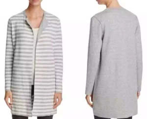 Eileen Fisher Organic Cotton Cashmere Reversible Cardigan Striped Sweater Size M - Picture 1 of 16