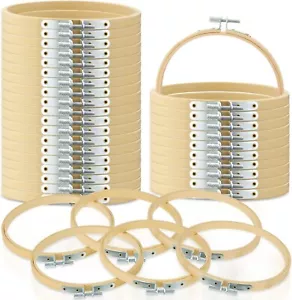 Natural Wooden 5-Inch Bamboo Embroidery Hoops - 60pcs for Creative Projects - Picture 1 of 9