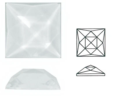 ULLMANNGLASS Rautenquadrat, 1 Stk., Ränder gepresst, ca. 20x20 mm, h ca. 8 mm