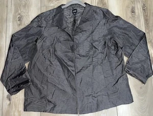 Eileen Fisher Womens Pleated 100% Silk Open Front Jacket Brown Size XL - Picture 1 of 9
