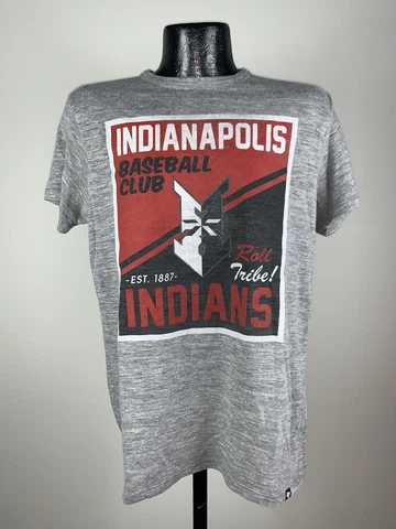 Men’s ‘47 Brand Indianapolis Indians Gray Cotton Minor League Baseball Shirt S Cover