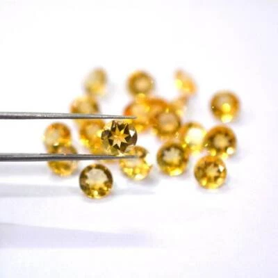 Piedras preciosas sueltas tamaño facetado forma redonda citrino natural de 5 mm 20 piezas Foto 1 de 4