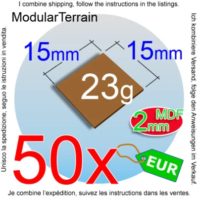 LASERCUTNPLAY.COM 50x 2mm MDF 15mm Square Base Warhammer 40k Age Of Sigmar AOS