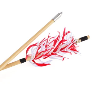 6X Wooden Arrows Handmade Shaft Archery Flu-Flu Spiral Wrap Feather Longbow Hunt - Picture 1 of 23