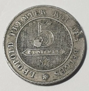 Belgium Fault 5 Cents 1861 Leopold I Strike Error - Picture 1 of 3