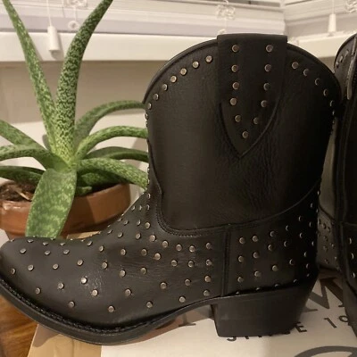 Stivali da cowboy Tony Mora nuovi con scatola nuovi di zecca £299 taglia 3 neri in pelle caviglia - Immagine 1 di 4