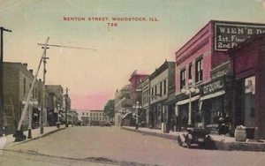 c 1915 Benton Street Woodstock IL Illinois Postcard No 729 - Picture 1 of 2
