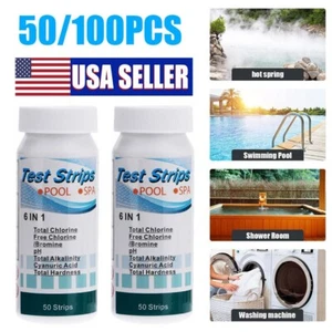 100PCS PH Tester Paper Chlorine Dip Test Strips Hot Tub SPA Swimming Pool Water - Picture 1 of 17
