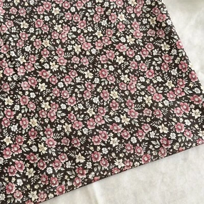 Vintage Calico Fabric Dusty Rose Tan on Brown Cotton Fabric 34 x 44.5" - Image 1 of 3