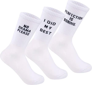 3 Paar Tennissocken, Weiß Tennissocken Damen & Herren 36-42, lustige Sportsocken - Bild 1 von 7