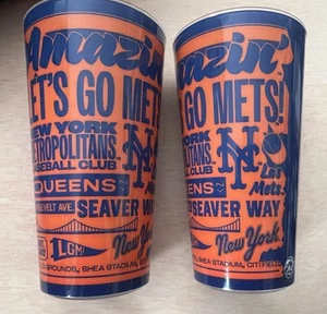 NY METS 2 COLLECTIBLE CUP SET AMAZIN LETS GO SEAVER CITI FIELD MLB BASEBALL 2025 - Picture 1 of 5