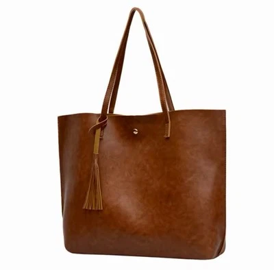 mujer suave imitación cuero bolso hombro lichi patrón borla Foto 1 de 4