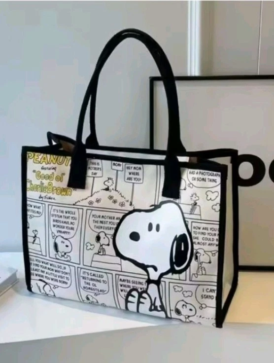 Peanuts Snoopy большой молнии сумка с короткими ручками наплечная сумка женщины мультфильм AOP спереди SolidBack - Изображение 1 из 4