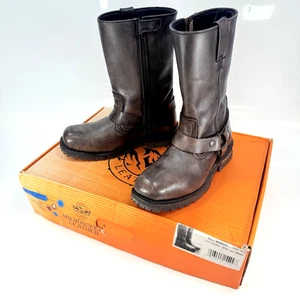 [MILWAUKEE] Abgenutzt Braun Leder Klassisch Harness Stiefel Eckige Zehe Herren 10,5 - Bild 1 von 13
