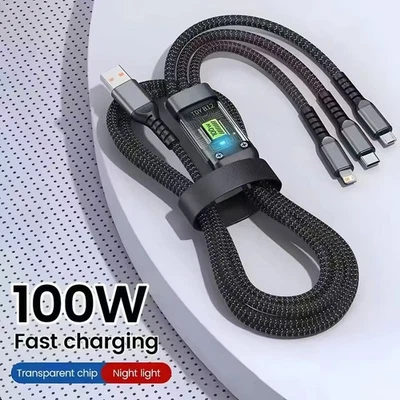 Cable Cell Phone Charger Cord For iPhone Type C Micro USB 3 in 1 Fast Charging