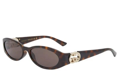 Óculos de sol unissex retangular marrom dourado Havana GUCCI GG1660S 002 - Imagem 1 de 4