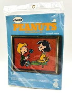 Vintage Malina Peanuts Needlepoint Kit Snoopy He Loves Me 8111/012 BRAND NEW - Picture 1 of 6