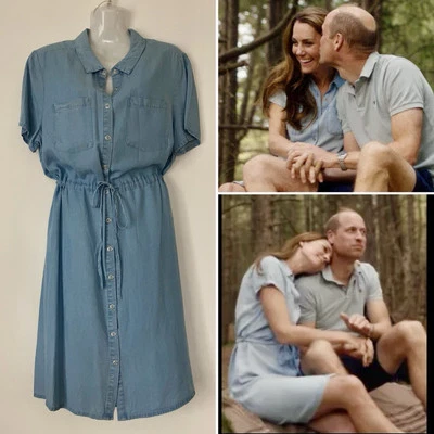 New Roman Denim Shirt Dress Kate Size 14 Short Rare Sold Out Kate Duchess BNWT