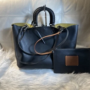 Coach Bag Rogue Whipstitch Lg Black Smooth Glovetanned Leather Tote 26881 No Fob - Picture 1 of 21