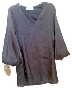 Branded Royalty Black Puff Sleeve Dress Size Large NWOT - Picture 1 of 4