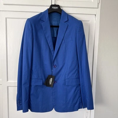 Versace versus Cobalt Blue Cotton Slim Fit Jacket Size 38r New - Image 1 of 4